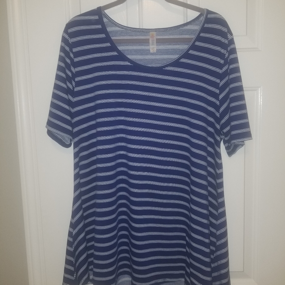 2x Navy & White Striped Perfect Tee - Picture 1 of 2